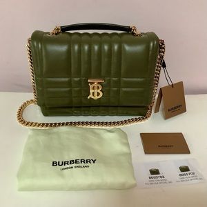 BNWT BURBERRY Lola Quilted Shoulder Bag in Dark Fern Green $2500